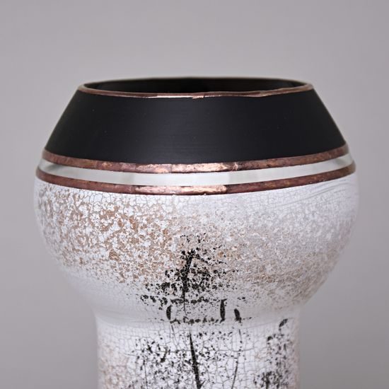 Studio Miracle: Váza černobílá - Stromy, 25 cm, ruční dekorace Vlasta Voborníková