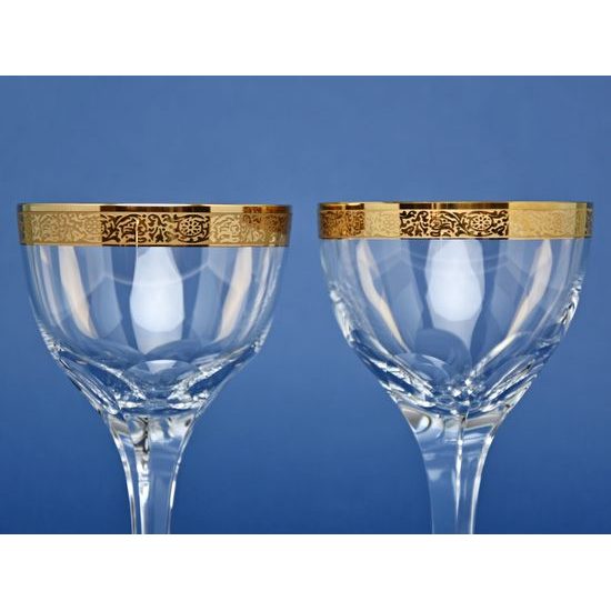 Sklenice na víno 225 ml, zlatý pásek, 16,5 cm, set 2 ks, Milan Mottl
