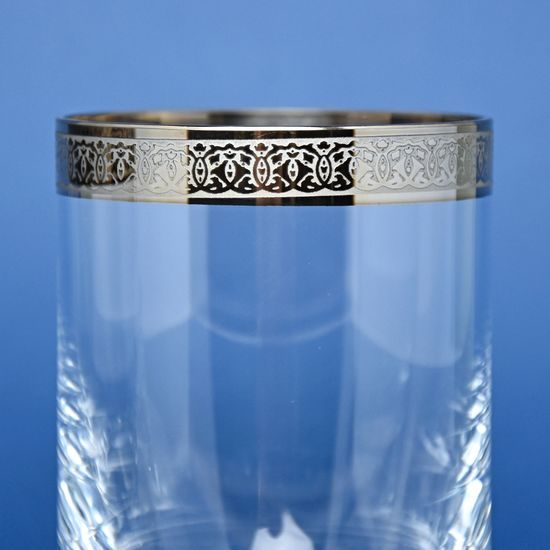 Sklenice na vodu 250 ml, platinový pásek - lept, 12,5 cm, set 2 ks, Milan Mottl