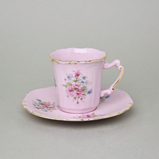Šálek 140 ml a podšálek kávový Amis, Leander, růžový porcelán