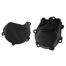CLUTCH AND IGNITION COVER PROTECTOR KIT POLISPORT 90985, JUODOS SPALVOS