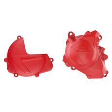 CLUTCH AND IGNITION COVER PROTECTOR KIT POLISPORT 90962, RAUDONOS SPALVOS
