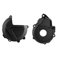 CLUTCH AND IGNITION COVER PROTECTOR KIT POLISPORT 90982, JUODOS SPALVOS