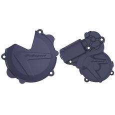 CLUTCH AND IGNITION COVER PROTECTOR KIT POLISPORT 91050, MĖLYNOS SPALVOS