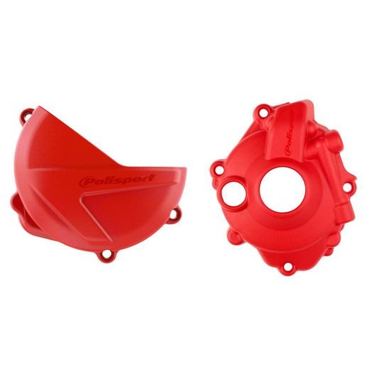 CLUTCH AND IGNITION COVER PROTECTOR KIT POLISPORT 90958, RAUDONOS SPALVOS