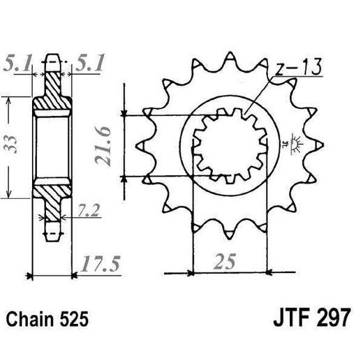 PRIEKINĖ ŽVAIGŽDĖ JT JTF 297-15RB 15T, 525 SU GUMINE PAGALVĖLE