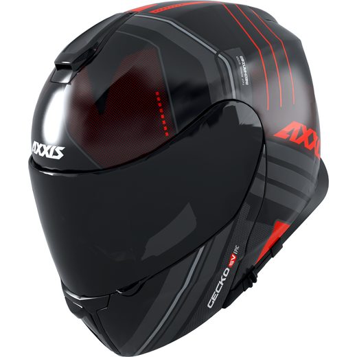 FLIP UP HELMET AXXIS GECKO SV ABS EPIC B5 MATT FLUOR RED, M DYDŽIO