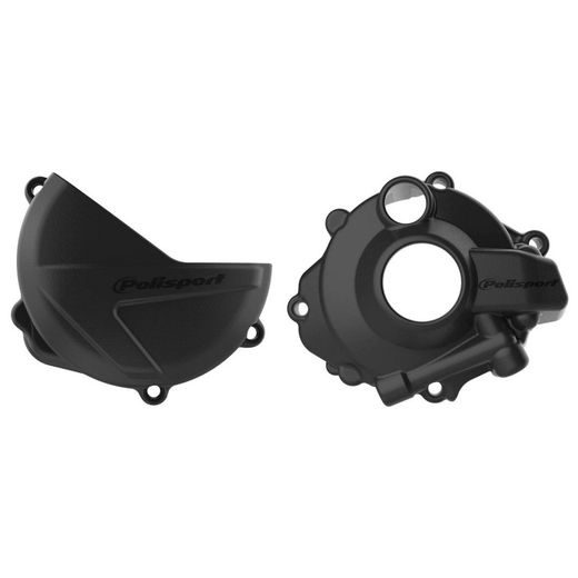 CLUTCH AND IGNITION COVER PROTECTOR KIT POLISPORT 90957, JUODOS SPALVOS
