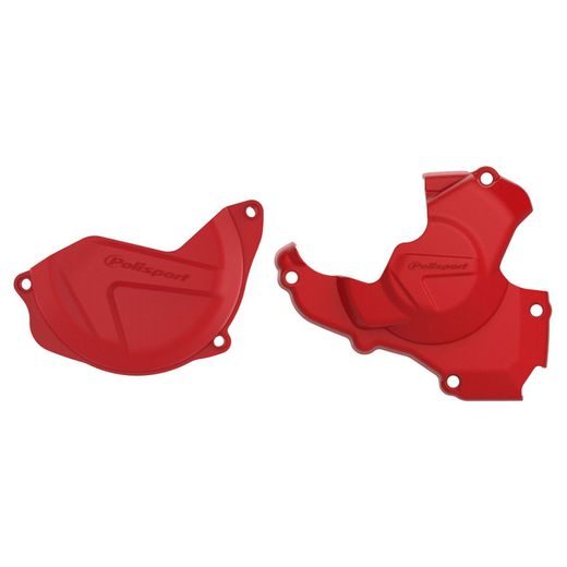 CLUTCH AND IGNITION COVER PROTECTOR KIT POLISPORT 90960, RAUDONOS SPALVOS