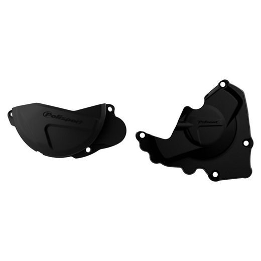 CLUTCH AND IGNITION COVER PROTECTOR KIT POLISPORT 90955, JUODOS SPALVOS