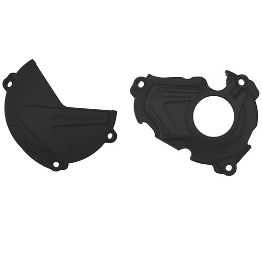 CLUTCH AND IGNITION COVER PROTECTOR KIT POLISPORT 90943, JUODOS SPALVOS