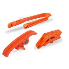 Chain guide / slider / sliding piece kit POLISPORT orange KTM