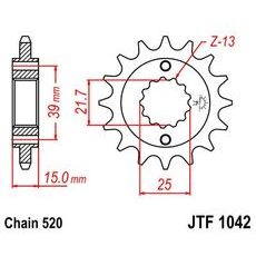 Priekšējais zobrats JT JTF 1042-14 14T, 520