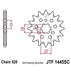 Priekšējais zobrats JT JTF 1445-12SC 12T, 520 Self Cleaning Lightweight