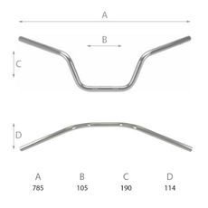 Stūre DOMINO 184171050 Road high bend chronium plated