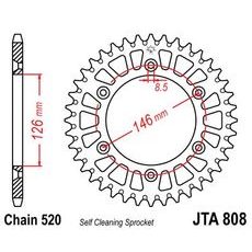 Aizmugurējais alumīnija zobrats JT JTA 808-53 53T, 520