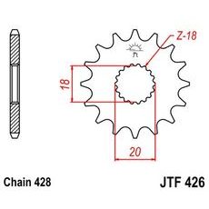 Priekšējais zobrats JT JTF 426-16 16T, 428