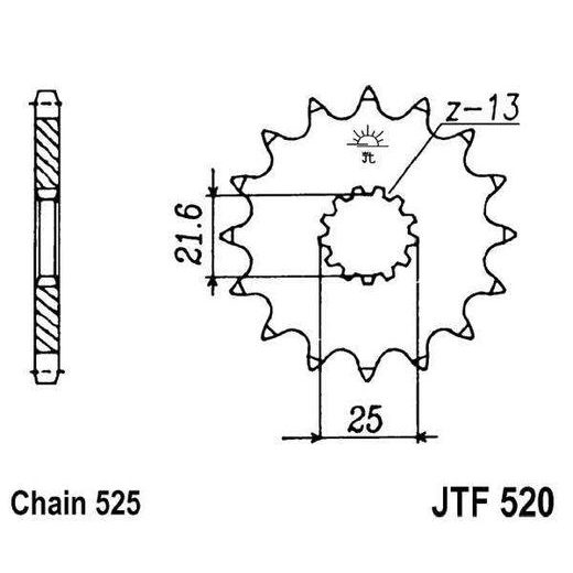 PRIEKŠĒJAIS ZOBRATS JT JTF 520-16RB 16T, 525 PIEDZIŅAS GUMIJAS