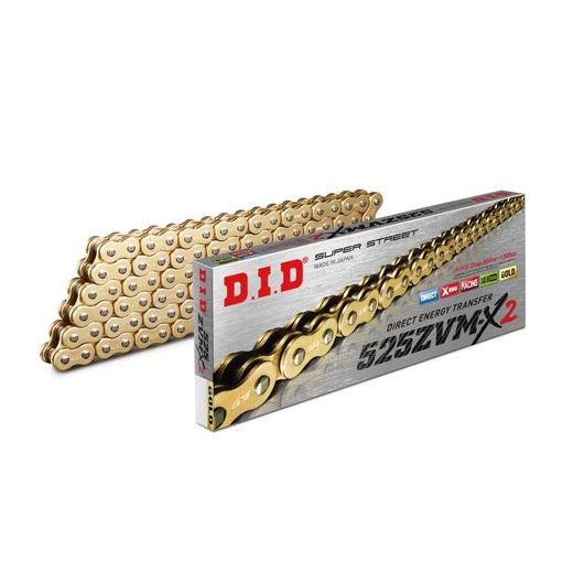 ZVM-X SĒRIJAS X-RING ĶĒDE D.I.D CHAIN 525ZVM-X2 124 L ZELTS/ZELTS