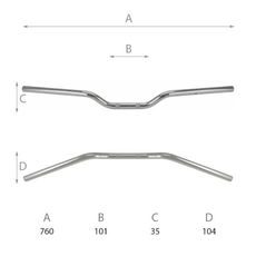 Krmilo - balanca DOMINO 184171080 Road low bend chronium plated