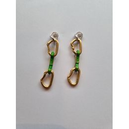 Náušnice Sampaoli Spit & Express bronze rhodium&gold plated green enameld