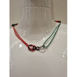 Přívěsek Sampaoli Carabiner & Eight bronze rhodium&ruthenium plated red&green