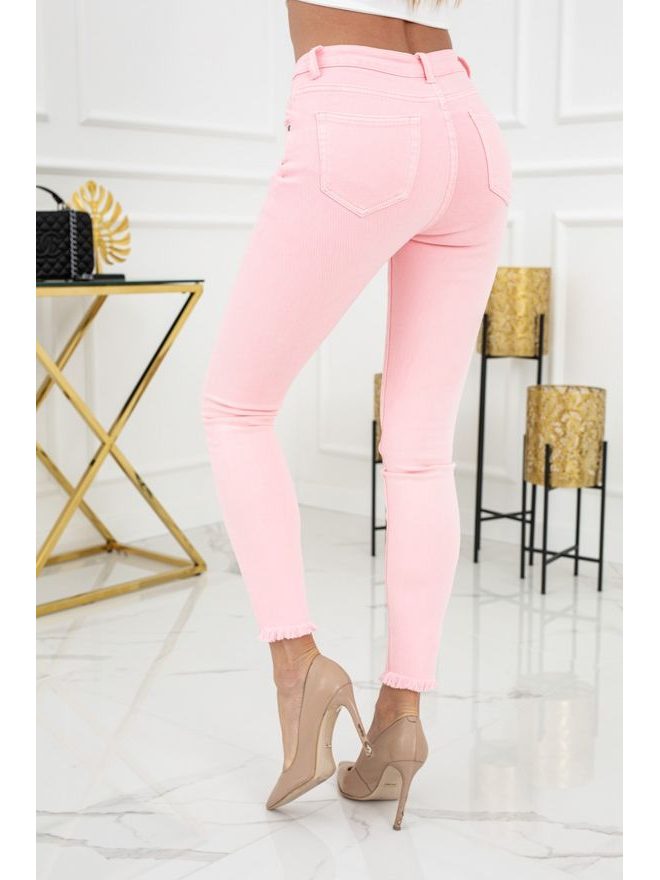 Jednobarevné skinny jeans ve sv. růžové barvě