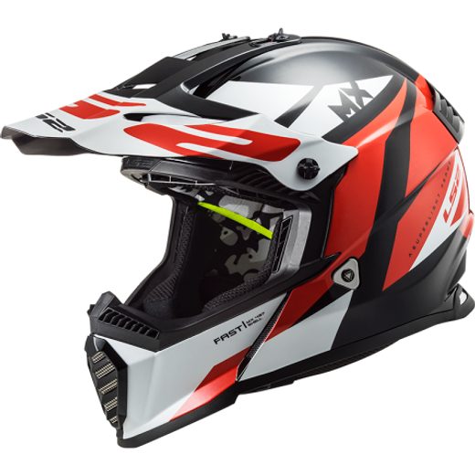 LS2 HELMETS LS2 MX437 FAST EVO MINI STRIKE BLACK WHITE RED