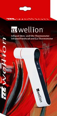 Termómetro infrarrojo Wellion para detectar la temperatura en la frente o el lóbulo de la oreja del paciente