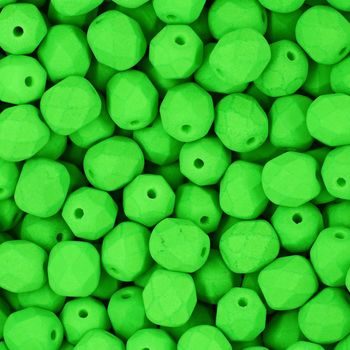 Glass fire polished beads 6mm Neon Green