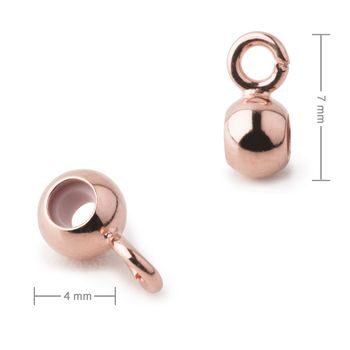 Kovový korálek se silikonem a ověsem 4mm v barvě rose gold