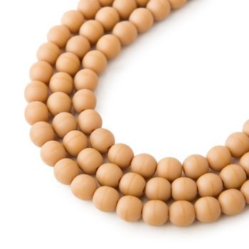 Czech glass pressed round beads Dark Beige Opaque Matt 6mm No.36