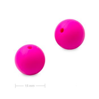 Silicone round beads 15mm Pink Glaze