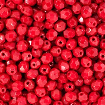 Glass fire polished beads 4mm Opaque Light Red