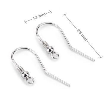 Sterling silver 925 open earring hook 25x13mm No.6