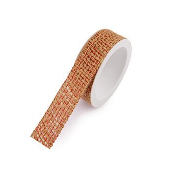 Natural gift ribbon with red fibres 25mm/2m