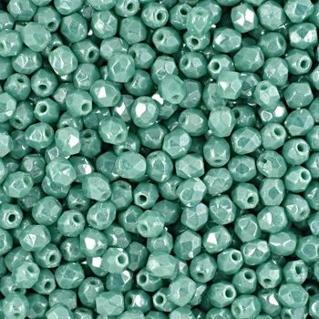Glass fire polished beads 3mm Luster Opaque Turquoise