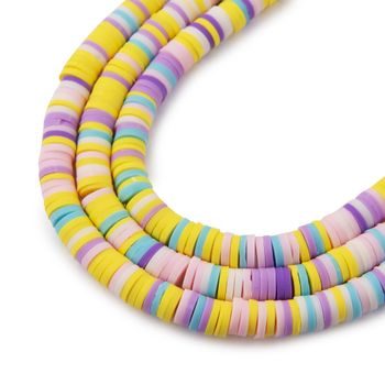 Heishi polymer beads yellow and purple