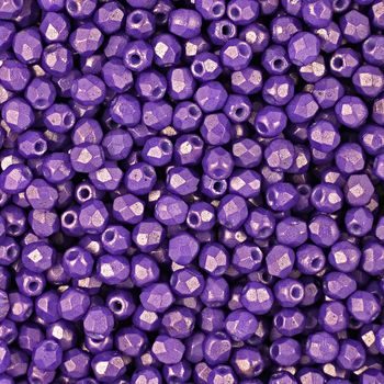 Glass fire polished beads 3mm Gold Shine Purple