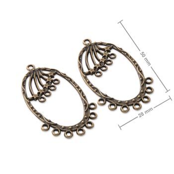 Chandelier earring findings 50x28mm antique brass