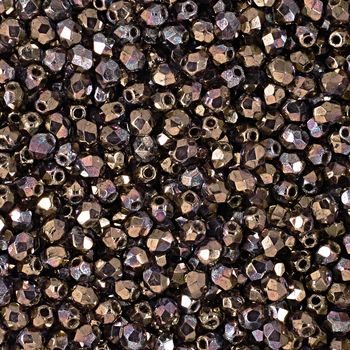 Glass fire polished beads 3mm Dark Bronze