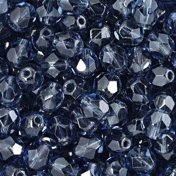 Glass fire polished beads 6mm Dark Montana Blue