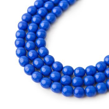 Czech glass pressed round beads Dark Blue Opaque 6mm No.31