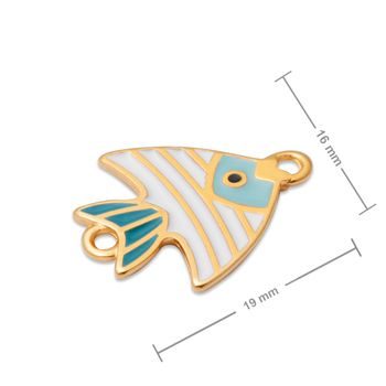 Manumi connector white little fish 19x16mm gold-plated