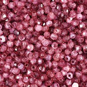 Glass fire polished beads 3mm Pearl Fuchsia