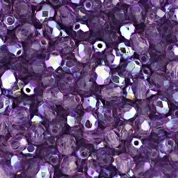 Glass fire polished beads 4mm Amethyst AB