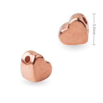 Silver bead heart 4x3.5mm rose gold plated No.1117