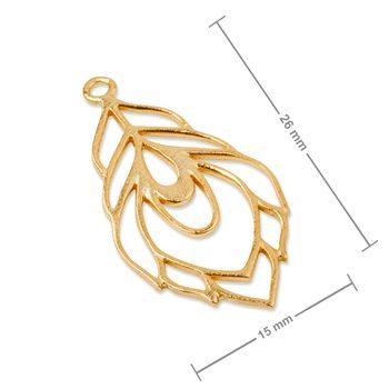 Amoracast pendant large peacock feather 26x15mm gold-plated