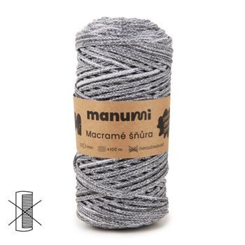 Manumi Macramé cord 3mm dark grey melange