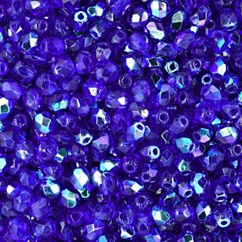 Glass fire polished beads 3mm Dark Sapphire AB